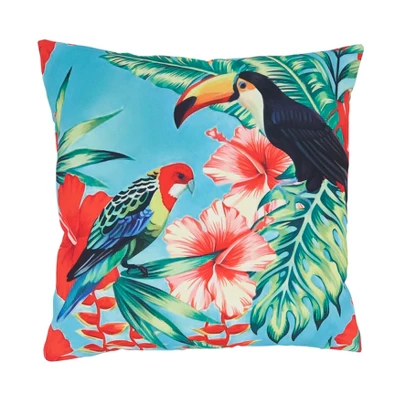 Saro Lifestyle Vibrant Toucan Outdoor Pillow With Poly Fill, 18"x18", Multicolored 6 Saro Lifestyle Vibrant Toucan Outdoor Pillow With Poly Fill, 18"x18", Multicolored - Image 4