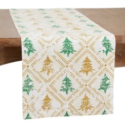 Saro Lifestyle Holiday Table Runner With Christmas Trees Design -Saro Lifestyle GUEST b0636d81 8180 48fe a734 ba307bb9eab8
