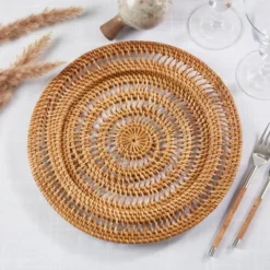 Saro Lifestyle Rustic Rattan Charger Plate (Set Of 4) -Saro Lifestyle GUEST b2603550 7154 47c1 95c4 b505f76c81b1