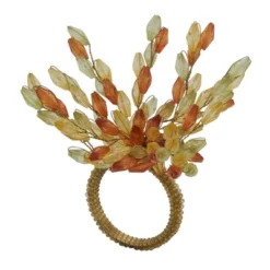 Saro Lifestyle Saro Lifestyle Table Napkin Rings With Beaded Flower Design (Set Of 4) -Saro Lifestyle GUEST b3fd7ac5 f78f 4d8d a351 6ef2b8c2a416