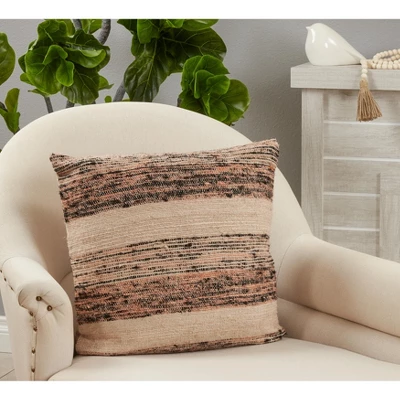 Saro Lifestyle Saro Lifestyle Pillow Cover With Striped Design, Natural, 20" 4 Saro Lifestyle Saro Lifestyle Pillow Cover With Striped Design, Natural, 20" - Image 2