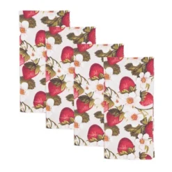 Saro Lifestyle Breezy Juicy Strawberry Napkin (Set Of 4), 20"x20", Multicolored