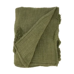 Saro Lifestyle Chic Tufted Textured Throw, Moss, 50"x60"