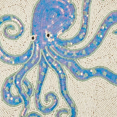 Saro Lifestyle Tentacle Treasure Beaded Placemat (Set Of 4), 15"x15", Blue 5 Saro Lifestyle Tentacle Treasure Beaded Placemat (Set Of 4), 15"x15", Blue - Image 3