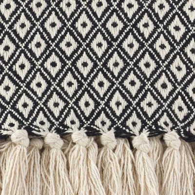 50"x60" Sevan Soft Cotton Diamond Weave Throw Blanket Black - Saro Lifestyle 4 50"x60" Sevan Soft Cotton Diamond Weave Throw Blanket Black - Saro Lifestyle - Image 2