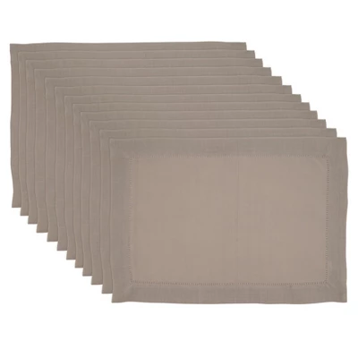 Saro Lifestyle Rochester Collection Placemat With Hemstitched Border (Set Of 12), 14"x20", Beige 4 Saro Lifestyle Rochester Collection Placemat With Hemstitched Border (Set Of 12), 14"x20", Beige - Image 2