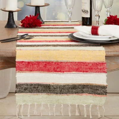 Saro Lifestyle Colorful Delight Striped Table Runner, Multicolored, 16"x72" 4 Saro Lifestyle Colorful Delight Striped Table Runner, Multicolored, 16"x72" - Image 2