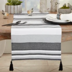 Saro Lifestyle Pleated Perfection Table Runner, Gray, 16"x72" -Saro Lifestyle GUEST b8c50001 f4d2 4e89 b03a 143a182627bf