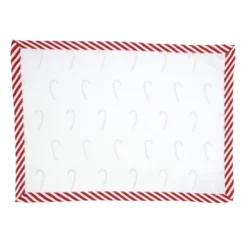 Saro Lifestyle Candy Cane Placemat, 14"x20" Oblong, Red (Set Of 4)