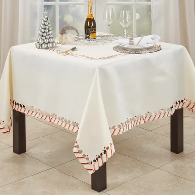 Saro Lifestyle Candy Cane Design Holiday Christmas Tablecloth 3 Saro Lifestyle Candy Cane Design Holiday Christmas Tablecloth