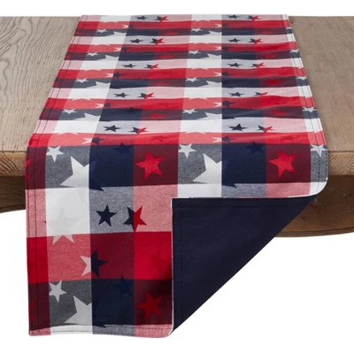 Saro Lifestyle 120" X 16" Cotton Stars And Checks Table Runner Saro Lifestyle: Classic Pattern, Machine Washable 3 Saro Lifestyle 120" X 16" Cotton Stars And Checks Table Runner Saro Lifestyle: Classic Pattern, Machine Washable