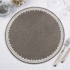 Saro Lifestyle Sparkling Beaded Placemat (Set Of 4), 15", Gray -Saro Lifestyle GUEST bc221579 8b2a 48da a319 91829bda27fc