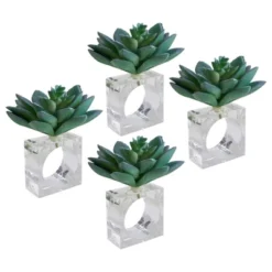4pk Plastic Succulent Napkin Rings - Saro Lifestyle: Aqua Blue Acrylic, Pressed Molded, Cloth Napkin Holders, Set Of 4 9 4pk Plastic Succulent Napkin Rings - Saro Lifestyle: Aqua Blue Acrylic, Pressed Molded, Cloth Napkin Holders, Set Of 4 -Saro Lifestyle GUEST bd67e59d a5e8 4740 b266 e51bd800a6b9
