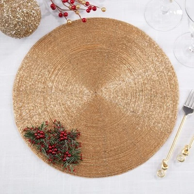 Saro Lifestyle Nature's Bloom Beaded Flower Placemat (Set Of 4) 5 Saro Lifestyle Nature's Bloom Beaded Flower Placemat (Set Of 4) - Image 3