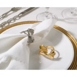 Saro Lifestyle Table Napkin Rings With Ginkgo Leaf Design (Set Of 4) -Saro Lifestyle GUEST be77c1c1 dde1 4ad9 acef d695acaaf21f