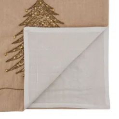 Saro Lifestyle Beaded Table Runner With Christmas Tree Design