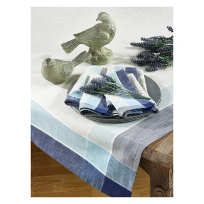 Blue Plaid Border Design Tablecloth (72") - Saro Lifestyle 4 Blue Plaid Border Design Tablecloth (72") - Saro Lifestyle - Image 2