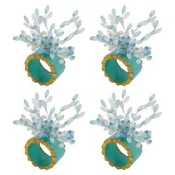 Saro Lifestyle Beaded Bliss Resin Napkin Ring (Set Of 4)