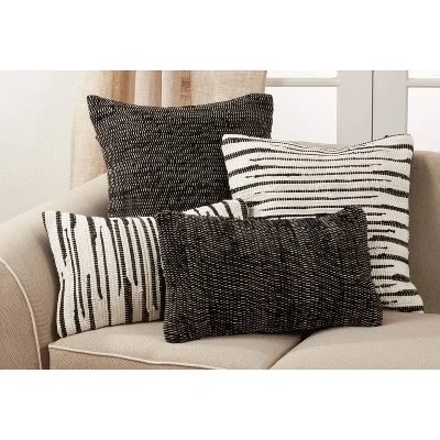 14"x23" Oversize Zebra Chindi Design Cotton Lumbar Throw Pillow Cover Black/White - Saro Lifestyle 5 14"x23" Oversize Zebra Chindi Design Cotton Lumbar Throw Pillow Cover Black/White - Saro Lifestyle - Image 3