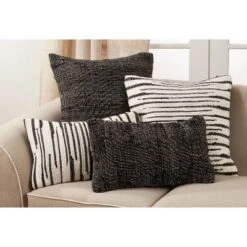 22"x22" Oversize Zebra Chindi Design Cotton Square Throw Pillow Cover Black/White - Saro Lifestyle -Saro Lifestyle GUEST c2f850ae 458c 4ee5 8f57 3682f73a463d