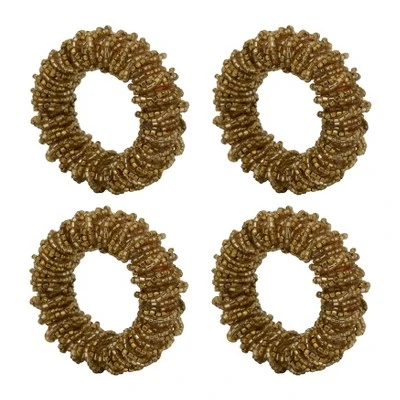 Saro Lifestyle Beaded Design Round Napkin Rings (Set Of 4) 3 Saro Lifestyle Beaded Design Round Napkin Rings (Set Of 4)