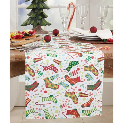 Saro Lifestyle Christmas Stockings Holiday Table Runner 4 Saro Lifestyle Christmas Stockings Holiday Table Runner - Image 2