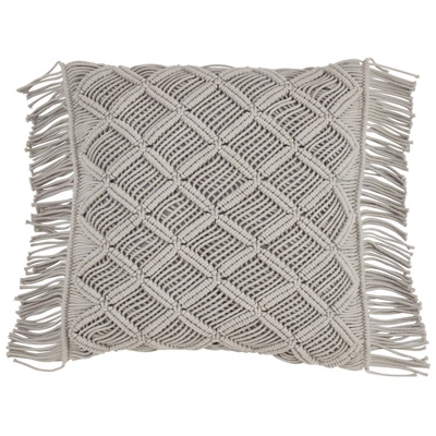 18"x18" Macramé Print Down Filled Square Throw Pillow - Saro Lifestyle 6 18"x18" Macramé Print Down Filled Square Throw Pillow - Saro Lifestyle - Image 4