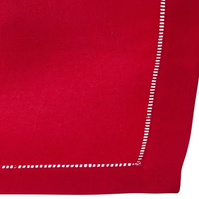 12pk 14"x20" Hemstitch Border Design Placemat Red - Saro Lifestyle: Elegant Dining Decor, Machine Washable 4 12pk 14"x20" Hemstitch Border Design Placemat Red - Saro Lifestyle: Elegant Dining Decor, Machine Washable - Image 2