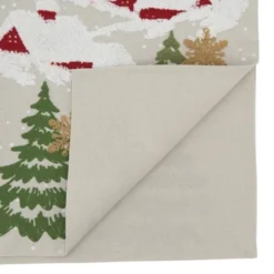 Saro Lifestyle Embroidered Christmas Mountain Runner, Natural, 16" X 70"
