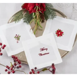 Saro Lifestyle Merry Christmas Embroidered Cocktail Napkins (Set Of 12) 8 Saro Lifestyle Merry Christmas Embroidered Cocktail Napkins (Set Of 12) -Saro Lifestyle GUEST c8b7301f 47d0 4f08 b863 f08b98c31cab