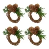 Saro Lifestyle Harvest Home Pine Cone Napkin Ring (Set Of 4), Brown