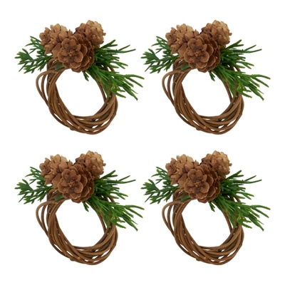 Saro Lifestyle Harvest Home Pine Cone Napkin Ring (Set Of 4), Brown 3 Saro Lifestyle Harvest Home Pine Cone Napkin Ring (Set Of 4), Brown