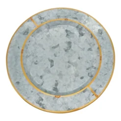 Saro Lifestyle Gold Rim Galvanized Charger, 13" Ø Round, Silver (Set Of 4) -Saro Lifestyle GUEST c9c7b414 d940 47d7 aeaf 1e125c060ac7