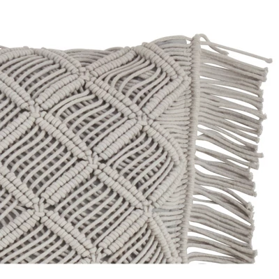 18"x18" Macramé Print Down Filled Square Throw Pillow - Saro Lifestyle 4 18"x18" Macramé Print Down Filled Square Throw Pillow - Saro Lifestyle - Image 2