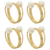 Saro Lifestyle Napkin Holder Rings With Double Pearl Design (Set Of 4) -Saro Lifestyle GUEST ca941b1d 4aa6 4af4 a69f 85628f519ea9