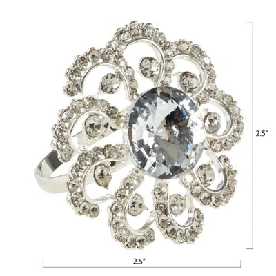 Saro Lifestyle Stylish Napkin Rings With Jeweled Stone Design (Set Of 4) 5 Saro Lifestyle Stylish Napkin Rings With Jeweled Stone Design (Set Of 4) - Image 3
