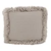 Saro Lifestyle Luxurious Linen Pouf With Soft Lamb Fur Trim