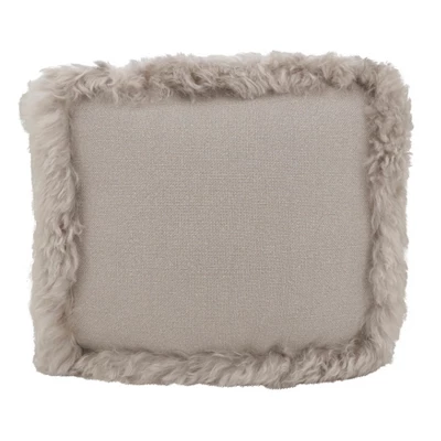 Saro Lifestyle Luxurious Linen Pouf With Soft Lamb Fur Trim 3 Saro Lifestyle Luxurious Linen Pouf With Soft Lamb Fur Trim