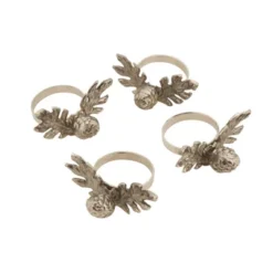 Saro Lifestyle Pine Cone Napkin Ring (Set Of 4), Silver -Saro Lifestyle GUEST cb254bed cf30 4854 be74 90a6a22f1400