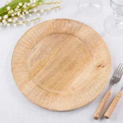 Saro Lifestyle Textured Slit Edges Wooden Charger Plate (Set Of 4) -Saro Lifestyle GUEST cbdf90ba 1610 431d bc36 93f1aca148c2