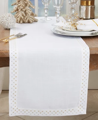 Saro Lifestyle Shimmering Weave Metallic Lattice Table Runner, 16"x72", White 4 Saro Lifestyle Shimmering Weave Metallic Lattice Table Runner, 16"x72", White - Image 2