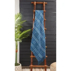 Saro Lifestyle Saro Lifestyle Mudcloth Design Throw Blanket, Indigo, 50"x60" -Saro Lifestyle GUEST cc2d6097 4fa2 4f07 8530 4ea257372686