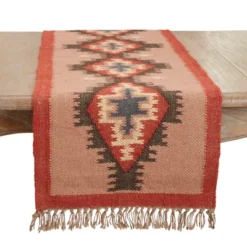 Saro Lifestyle Ethnic Weave Kilim Table Runner, 16"x72", Multicolored -Saro Lifestyle GUEST cc3e37c3 91d0 4317 a059 b113eef6d6ad