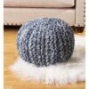 Saro Lifestyle Denim Twisted Rope Pouf - 20"dx14"h Round, Navy Blue
