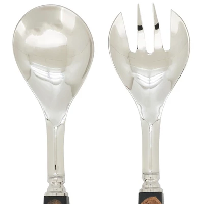 Saro Lifestyle Artisan Wood & Resin Salad Server Set Black 4 Saro Lifestyle Artisan Wood & Resin Salad Server Set Black - Image 2