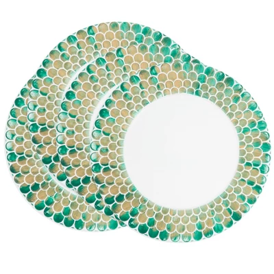 Saro Lifestyle Scalloped Gleam Charger Plate (Set Of 4), 13"x13", Green 4 Saro Lifestyle Scalloped Gleam Charger Plate (Set Of 4), 13"x13", Green - Image 2