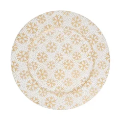 Saro Lifestyle Frosted Snowflake Charger Plate (Set Of 4), 13"x13", White -Saro Lifestyle GUEST cf94f8e7 2f17 4aec 94a4 0aa63fad5126