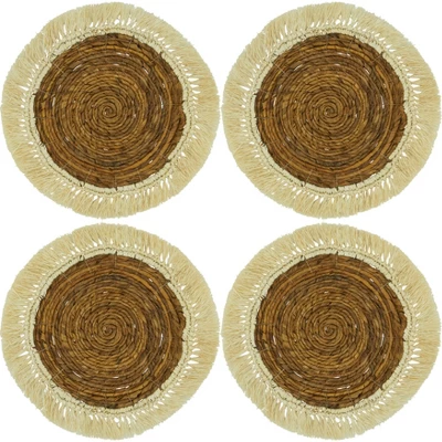 Saro Lifestyle Table Mats With Raffia Abaca Design (Set Of 4), Brown 4 Saro Lifestyle Table Mats With Raffia Abaca Design (Set Of 4), Brown - Image 2