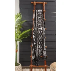 Saro Lifestyle Saro Lifestyle Mudcloth Design Throw Blanket, Black, 50"x60" -Saro Lifestyle GUEST d0fc8604 b98d 4b82 987b 914eba290dfd