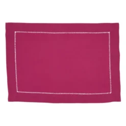 Saro Lifestyle Rochester Collection Placemat With Hemstitched Border (Set Of 12), 14"x20", Pink -Saro Lifestyle GUEST d127b5c3 ec5c 4769 b100 58fe09def077